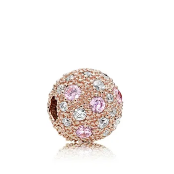 

Trendy European Rose Gold Round Safety DIY Spacer Bead Crystal Clip Stopper Charm Fit Original Pandora Pendant Bracelet