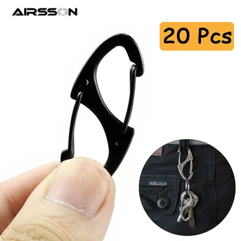 

20PCS Mini Metal Buckle Camping Carabiner Tactical Gear 8 Shape EDC Keychain Portable Outdoor Hooks Hang Survival Hiking Cycling