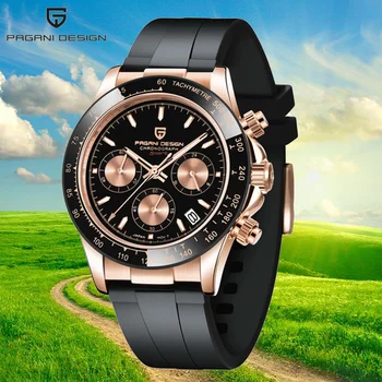 

PAGANI DESIGN Luxury Brand Mens Casual Sports Watches 40mm Waterproof Chronograph Japan VK63 Quartz Movement Watch Rubber Strap