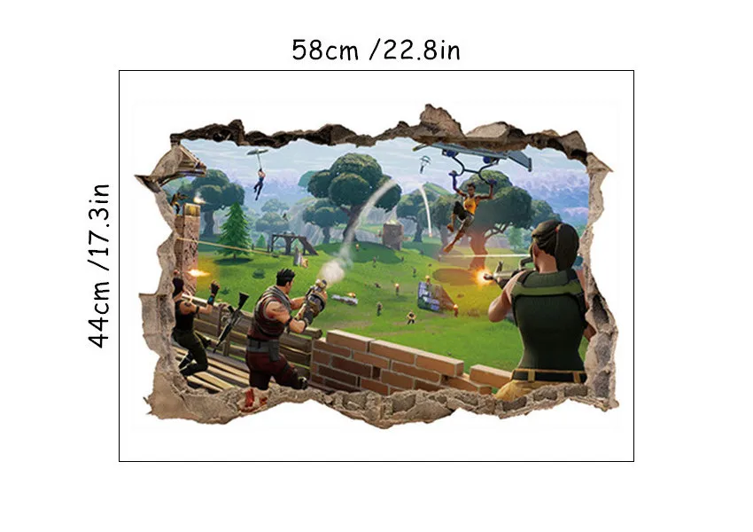 AF4545 Защита Земли мультфильм игры плакат 3d сломанной виниловые настенные наклейки детская комната Клубное оформление съемный обои 58*44 см 8 стилей - Цвет: AF4545