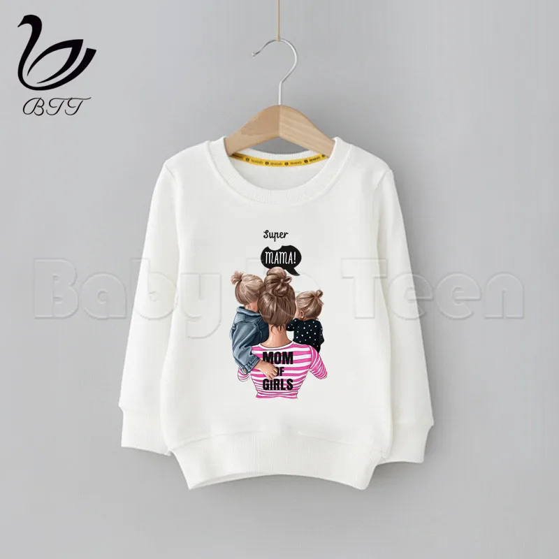 Kids Mother's Day Gift Super Mom Sweatshirt Girl MOM Hoodies BoyGirls Casual Hooded Clothes Unisex Print Sweatshirt Boys Girls