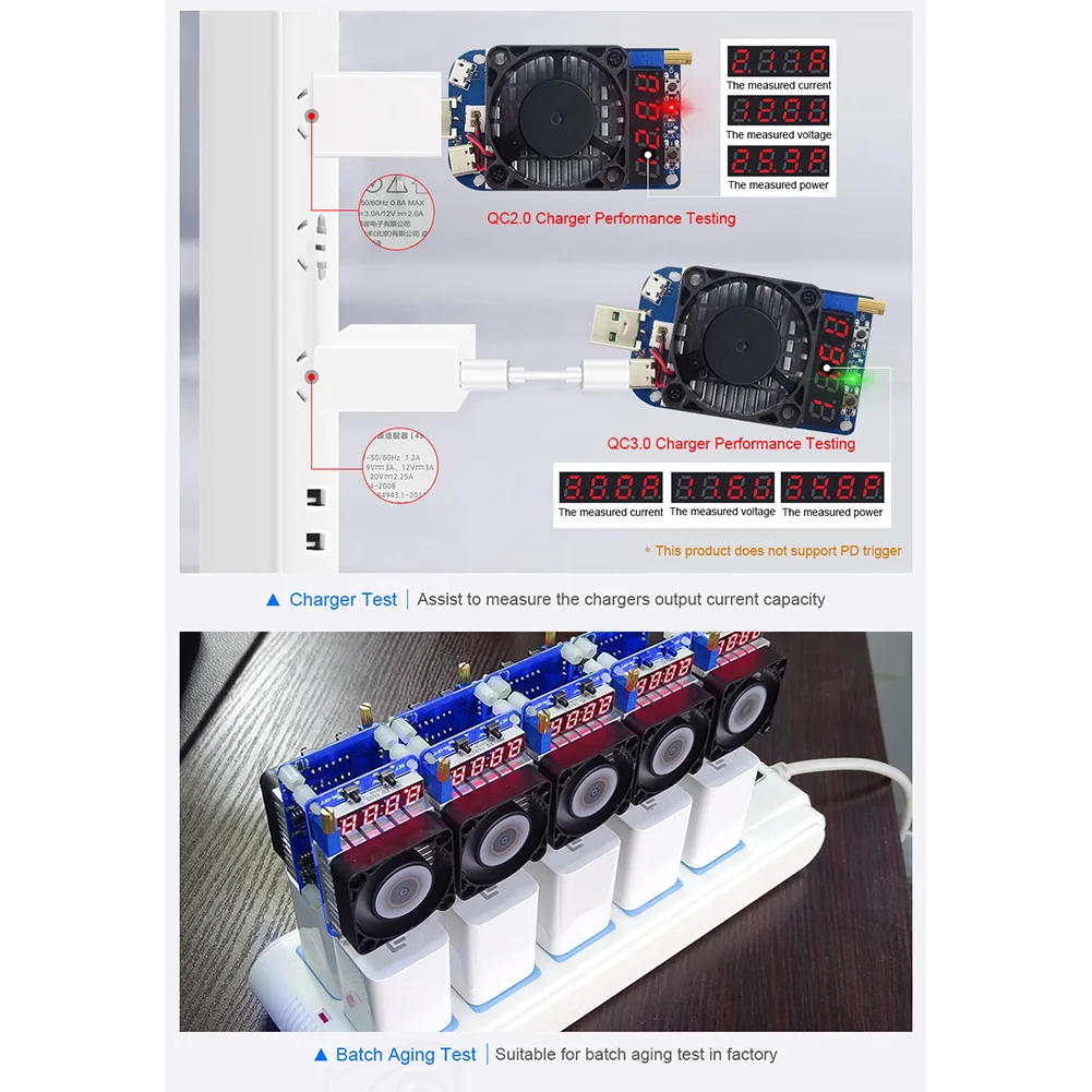 QC2.0 QC3.0 Электронный USB нагрузочный резистор триггер разряда Тест батареи регулируемое напряжение тока PUO88