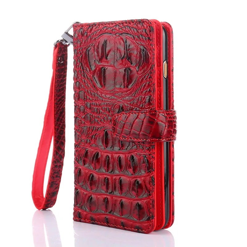 Роскошный флип-чехол, кожаный чехол для Redmi 3 4 5 5A 4X Note 2 3 6 6A 7 k20 Redmi go 3d с крокодиловым ремешком и отделением для карт - Цвет: Red
