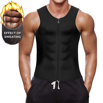 

Sauna Effect of Sweating Sports Fever Vest Zipper Rubber Corsets Quickly Wicking Men's Tummy Control Body Slimming Shapewear