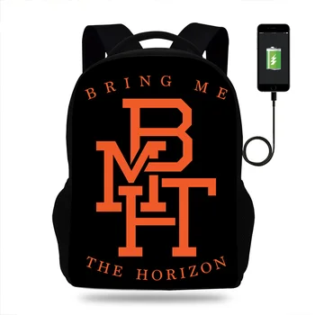 

17inch Bring Me The Horizon USB charge backpack Kids Children School Bag For teenager Boys&Girls Travel Rucksack College Mochlia