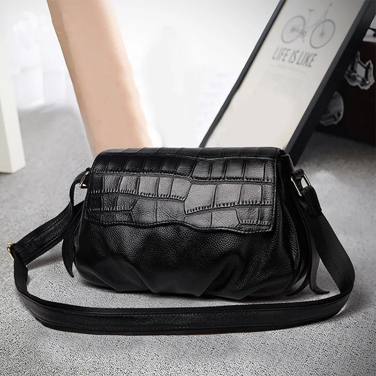 

2019 Summer New Style Crocodile Pattern Oblique Bag Cowhide Women's Bag Crossbody Bag