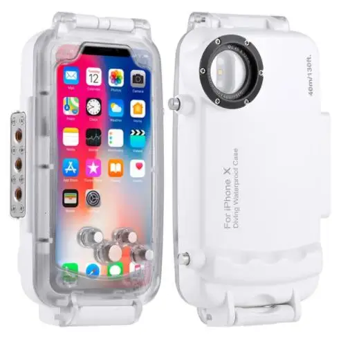 Белый Для iPhone X XS подводный чехол для дайвинга 40 м/130 футов водонепроницаемый корпус фото видео съемки под водой чехол для iPhone 7 8 Plus - Цвет: Белый