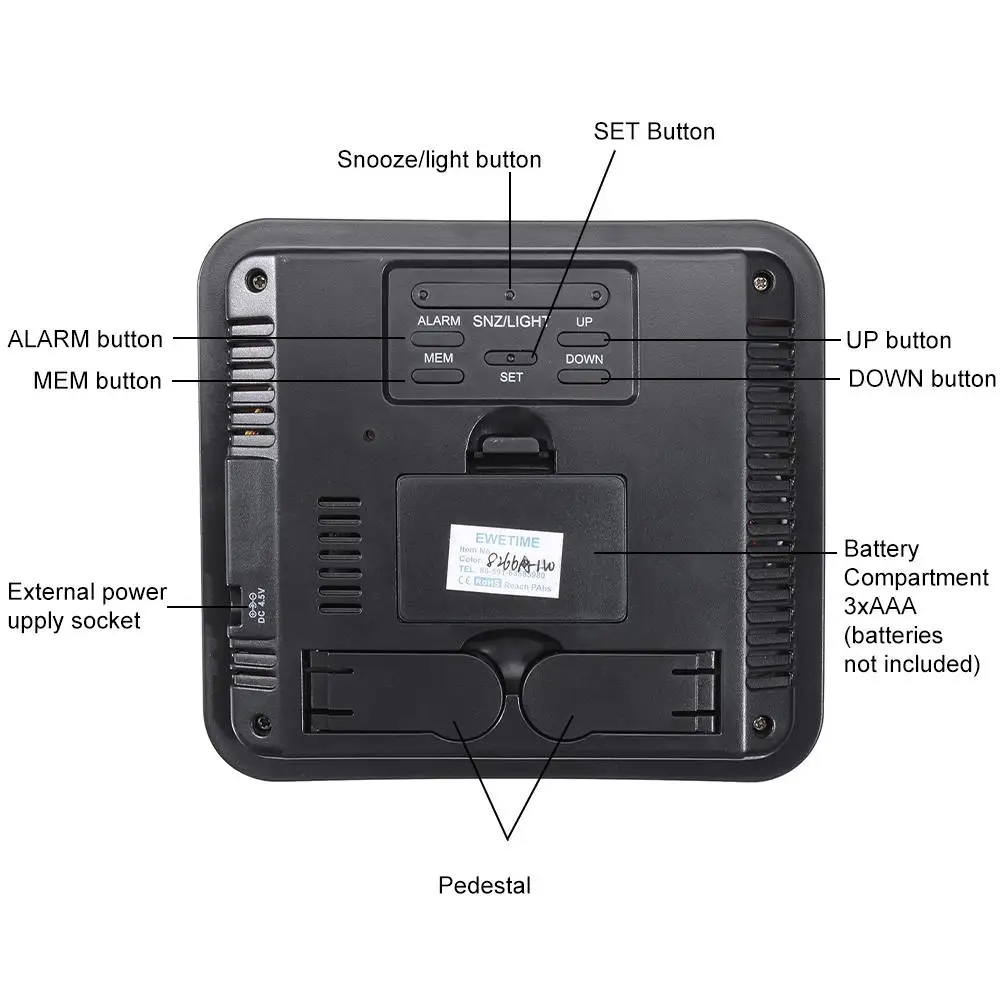 Метеостанция Крытый Открытый Цифровой термометр гигрометр беспроводной датчик, температурные часы, настенный стол, будильник