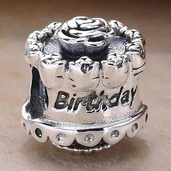 

Original Happy Birthday Rose Cake Beads Fit 925 Sterling Silver Bead Charm Bracelet Bangle DIY Jewelry