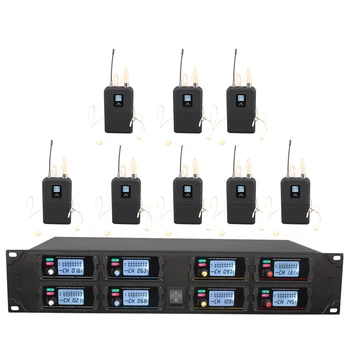 شراءمكبر صوت لا سلكي ذو تردد فوق العالي نظام ثماني قنوات ميكروفون مثبت على الرأس أداء المسرح خطاب المدرسة في الهواء الطلق النشاط ميكروفون