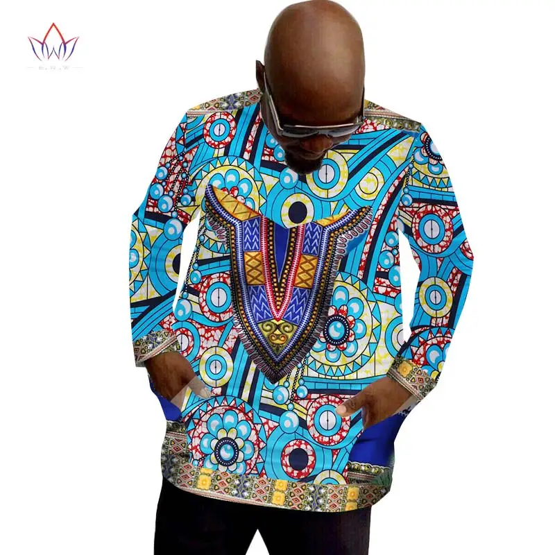 Африканская Мужская рубашка Дашики рубашка мужская с длинным рукавом Дашики африканская печать одежда для Африки размера плюс 6XL мужская одежда WYN109 - Цвет: 15