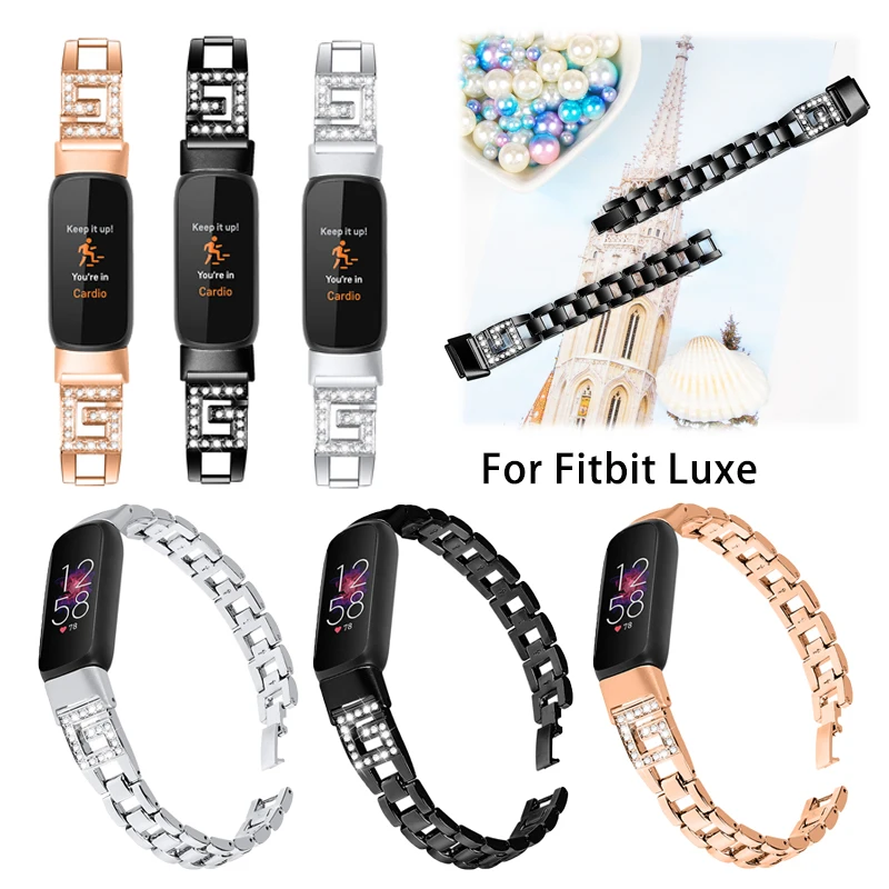 Браслет из нержавеющей стали для Fitbit Luxe Женский умный браслет с бриллиантами в