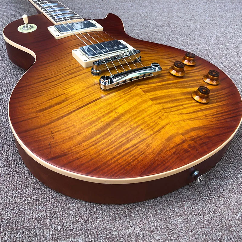 2020 Высококачественная электрическая гитара матовая отделка Sunset Burst серебристая