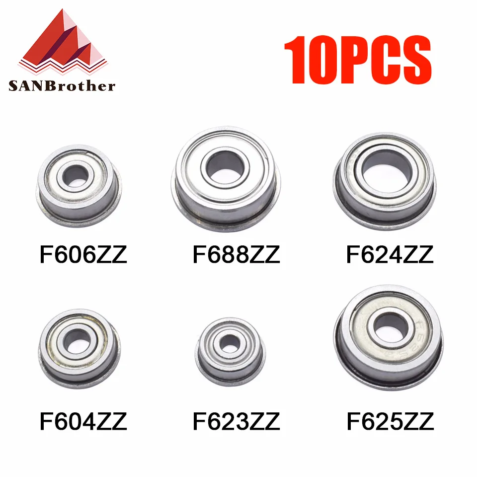 

10pcs F688ZZ F604ZZ F606ZZ F623ZZ F624ZZ F625ZZ Flanged Flange Deep Groove Ball Bearings Size Options for Reprarp 3D printer