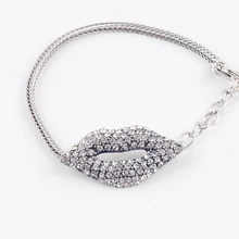 Серебряный цвет кристалл губы простой браслет для женщин ручной работы подарок на свидание ювелирные изделия аксессуар