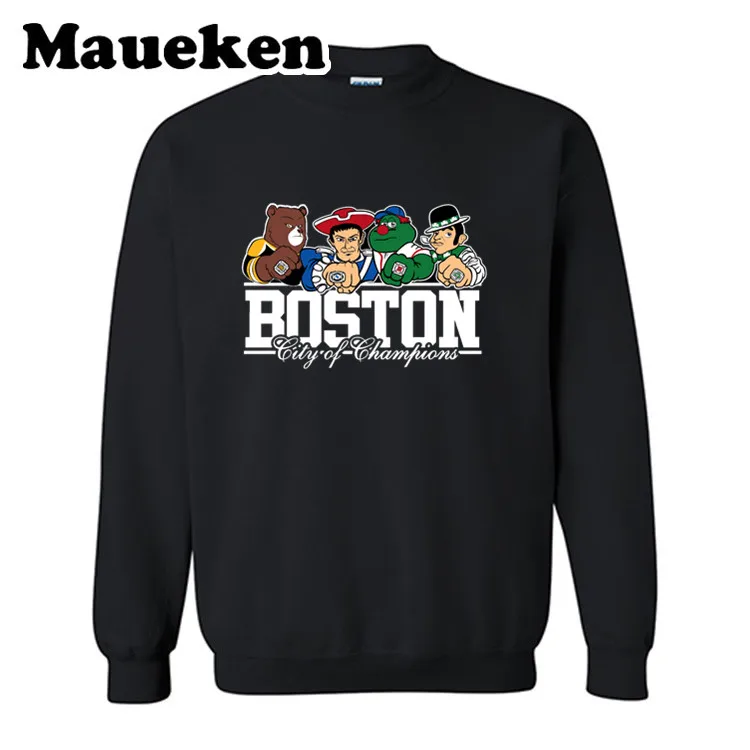 1 Мужские толстовки с капюшоном Boston City для Новой Англии Celtics Bruins Red Sox Comic мультфильм толстовки толстый круглый воротник Осень Зима W19012 - Цвет: 1