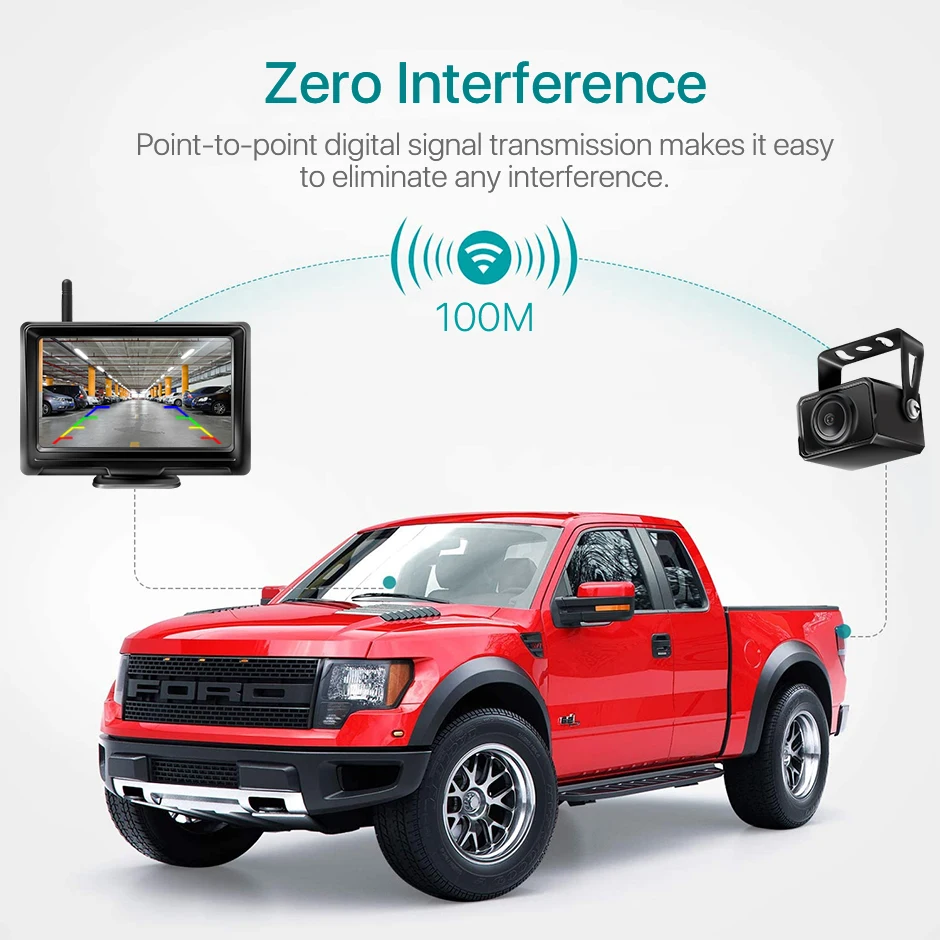 1080P Wireless IPS 5 Inch Car Monitor Rear View Reverse Camera Driving Kit with Stable Digital Signal Auto Parking GreenYi car rear view camera car parking monitor