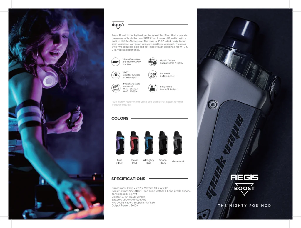 GeekVape Aegis Boost pod vape kit 1500 мАч встроенный аккумулятор и 3,7 мл распылитель MTL DTL электронная сигарета Aegis Boost Vape kit vs Vinci