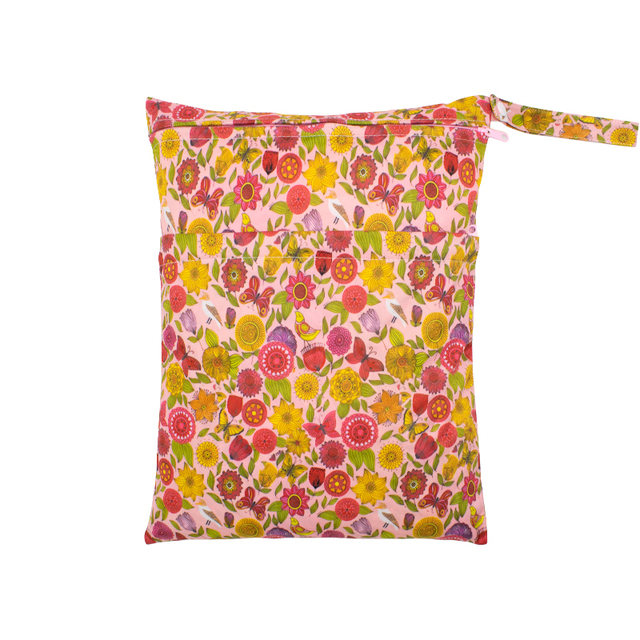 Baby Nappies Bag Printed Wet Dry Nappy Zipper Handbag Stroller Accessories For Baby Diapers Nappies Bag Reusable