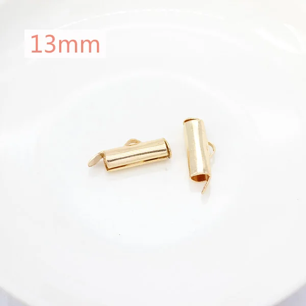 50p 13mm kc gold 50p 10-40 мм обжимные концевые бусины скользящие на конце застежки трубки ползунок концевые колпачки Diy ожерелье браслет соединители ювелирные изделия - Цвет: 50p 13mm kc gold