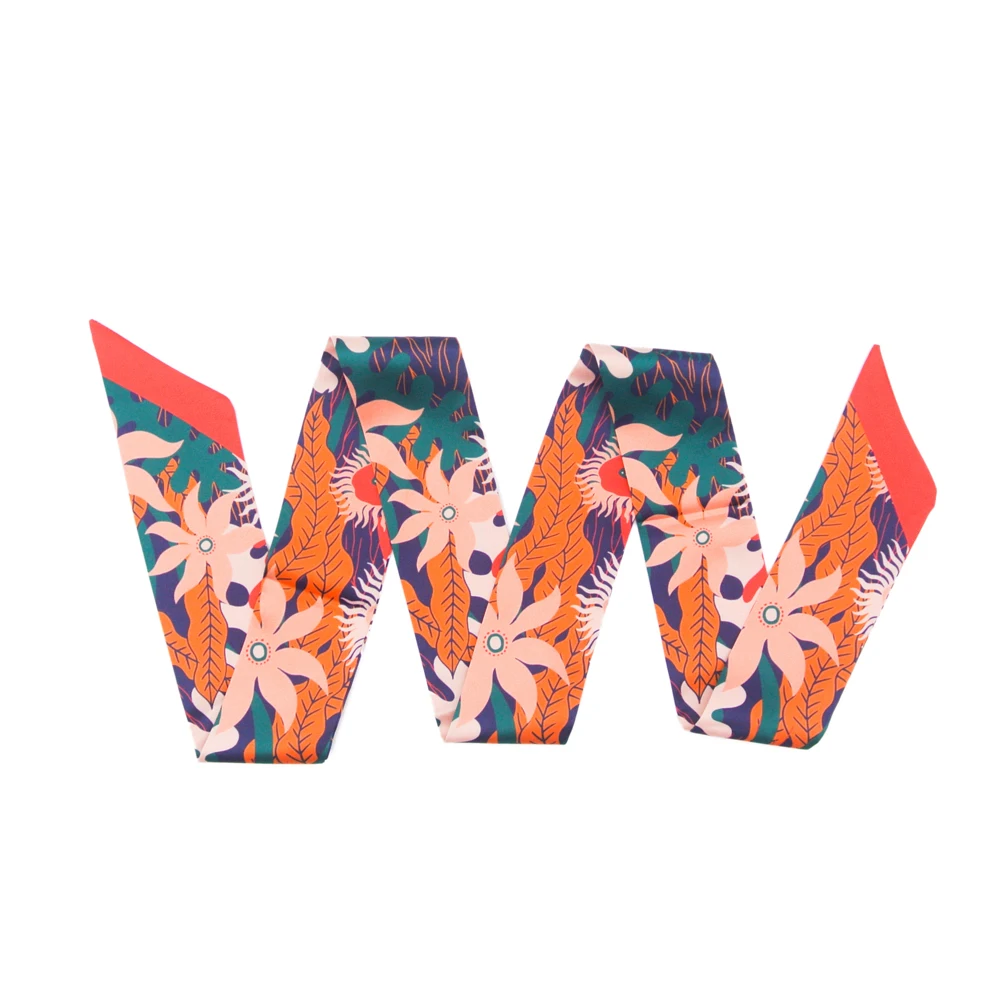 

ELENI&ANNIE 47" Women Long Skinny Neck Silk Hair Scarves Bands Handbag Handle Wrap Scarfs Hat Belt for Ladies