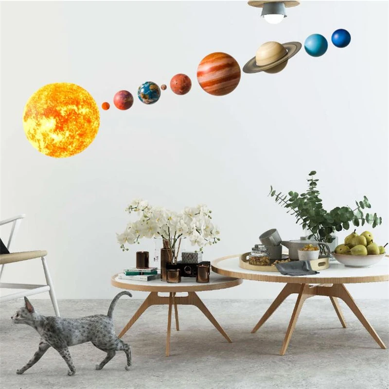 Space planet wall stickers for children's room, kindergarten baby room wall decoration, bedroom door stickers