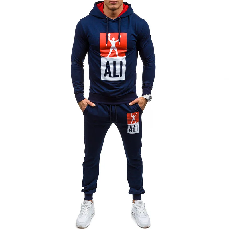

2020 New Style Europe And America Men Champion Printed Pullover Hoodie Sweatpants Sports Set Tz6204
