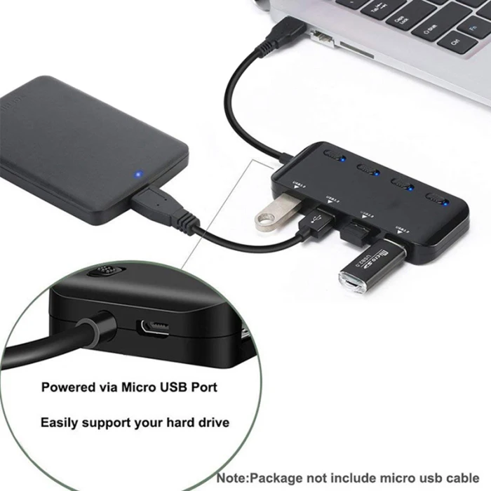 4 порта USB3.0 мульти концентратор разветвитель Кабель расширения ноутбук ПК адаптер с переключателем XR649