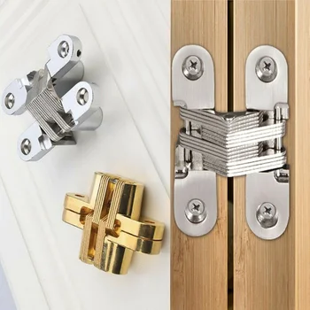 

1/5Pcs Concealed Invisible Cross Hinge for Cabinet Cupboard Door Wooden Box In Stock