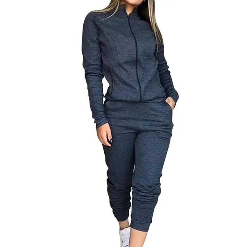 

OEAK New 2pcs Set Hoodies Loose Hooded Tops Sweatshirt Solid Long Pants 2 Pieces Sets Women Clothing Suits Female Tracksuit