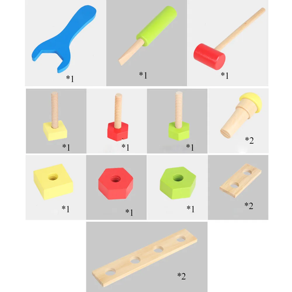  Baby Wooden Tool Toys Kids Tool Disassemble Table Games Learning Educational Knock On The Ball Scre