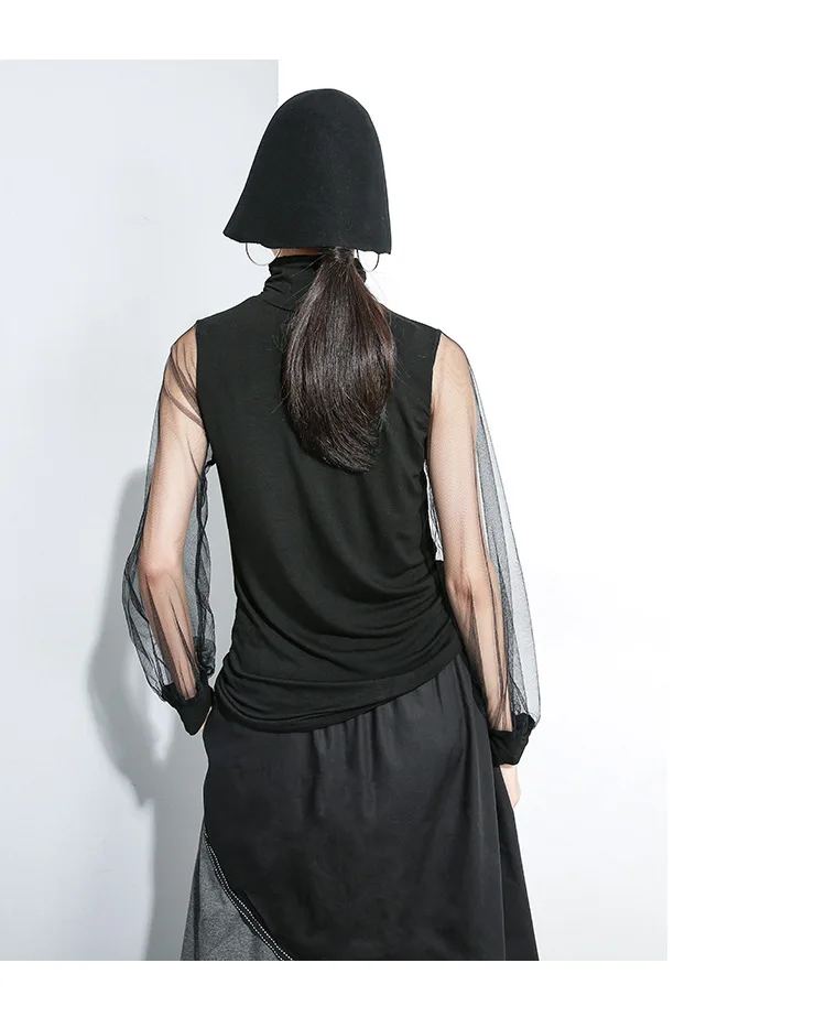 Новинка года; осенне-зимние женские топы в стиле пэчворк; однотонные повседневные свободные футболки с высоким воротом