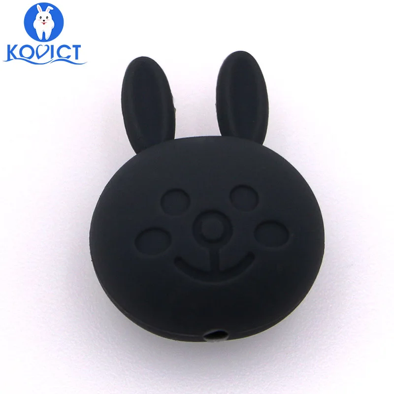 Kovict 5pc rabbit Silicone Beads Food Grade Silicone Teether DIY Nursing Necklace Accessories perle Beads Baby Teethers - Цвет: 5pcs Black
