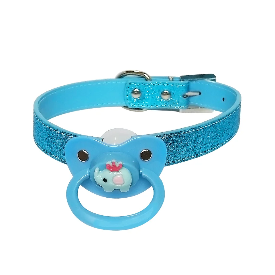 

DDLG Gag Pacifier Adult Size Pacifier Blue Elephant Belt Collar Baby Silicone Pacifiers Plus Large Dummy Gag Pacifier
