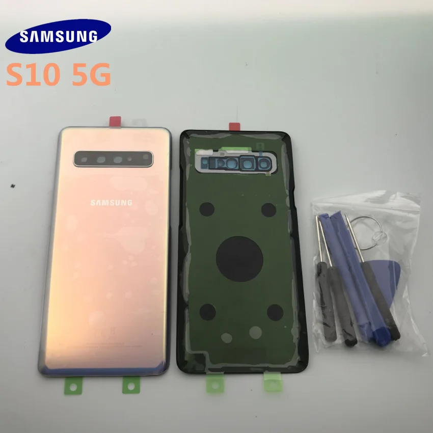 SAMSUNG Galaxy S10+ plus G977 G977F 5G версия Задняя стеклянная крышка батарейного отсека задняя дверь Корпус чехол Задняя стеклянная крышка