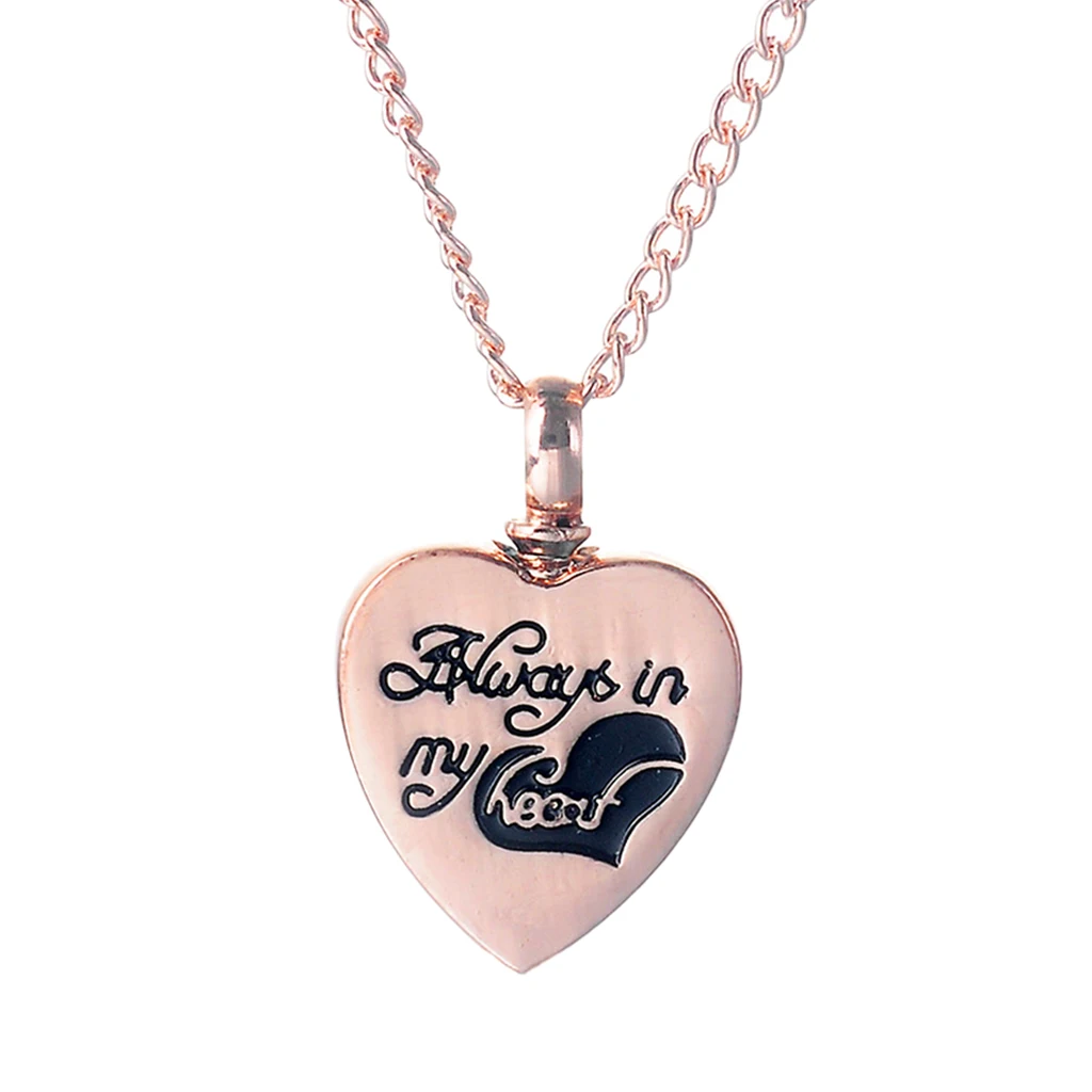 Urn Cremation Jewelry Necklace Heart Pendant Necklace Keepsake Rose Gold