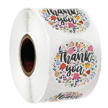 Круглая Цветочная наклейка «спасибо» 1 дюйм многоцветный цветочный дизайн ручной работы стикер s для предложения стикер для канцелярских товаров 500 шт в рулоне