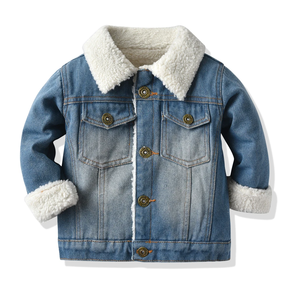 Tem Doger Girls Boys Jeans Winter Baby Denim Jackets Windbreaker Toddler Clothes Cashmere Thick Fleece Coat Newborn Warm Outwear