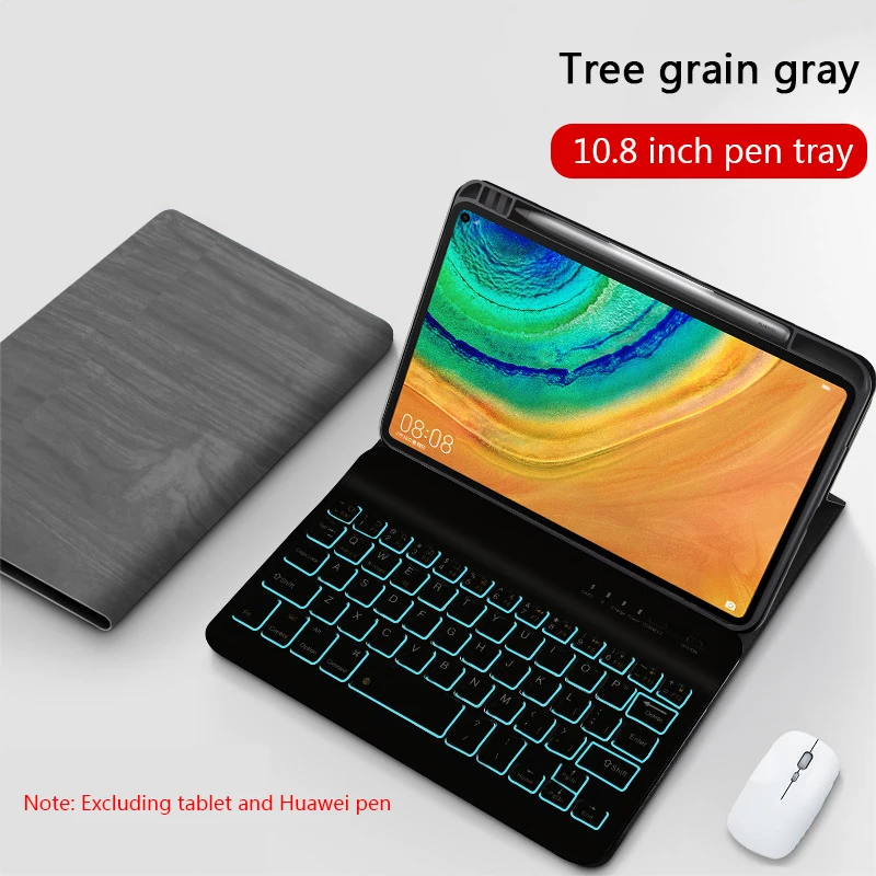 

For Huawei MatePad Pro 10.8 2019 Tablet Magnetic Detachable Bluetooth Keyboard Case with Pen Holder PU Leather Backlit Keyboard