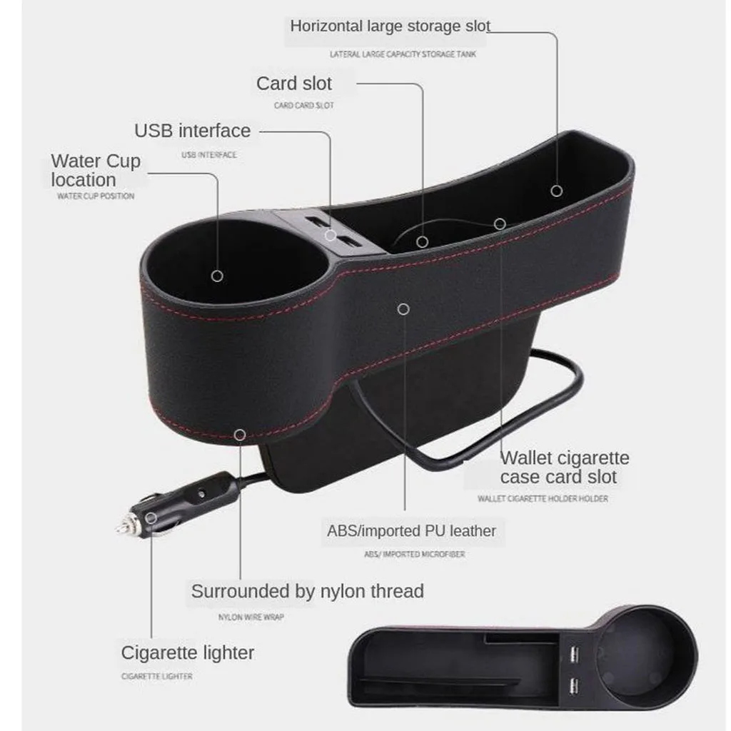 Car Seat Gap Catcher Filler Storage Box Side Pocket Organizer Holder Beige B