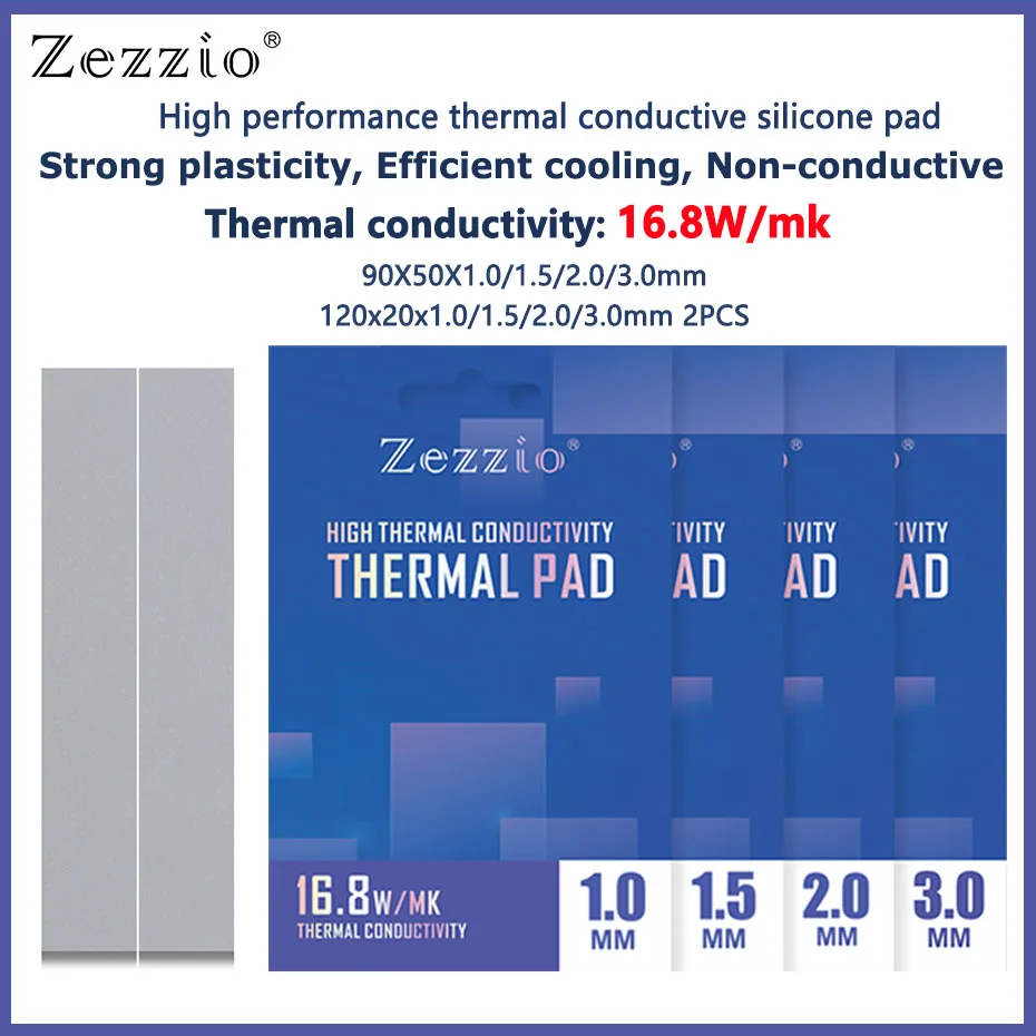 

Zezzio 16,8 Вт/mk высокопроизводительная термальная Накладка для SSD CPU GPU RAM PS4 материнская плата мульти-размер теплоотдача Силиконовая накладка
