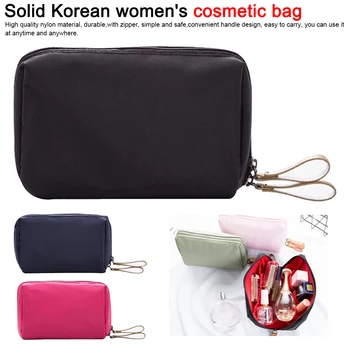 

Solid Cosmetic Bag Korean Style Women Makeup Bag Pouch Toiletry Bag Waterproof Makeup Organizer