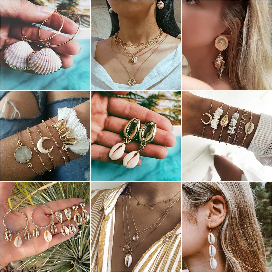 

Fashion Brincos Boho Shell Conch Earrings 2019 for Women Gold Color Pendant Dangle Earring Female Bohemian Beach Summer Jewelry