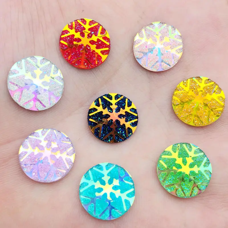 

60pcs 20mm AB Resin Snowflake Round Flatback Rhinestone crystal gem stone Wedding Accessories -HA79*3