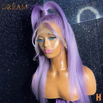 

Hd Lace Front Human Hair Wigs Straight Light Purple Lace Front Wigs 13X6 150%Density Transparent Lace Wig Preplucked for Women