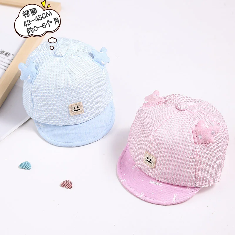 

New Style Infant Baby Hat Cartoon Antlers Summer Thin Section Mesh Topee Newborns Soft Eaves ying tong mao
