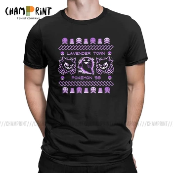 

Awesome Lavender Town Christmas T-Shirts for Men Crewneck T Shirt Gengar Ghost Kaiju Japan Style Pokemon Tees Adult Tops