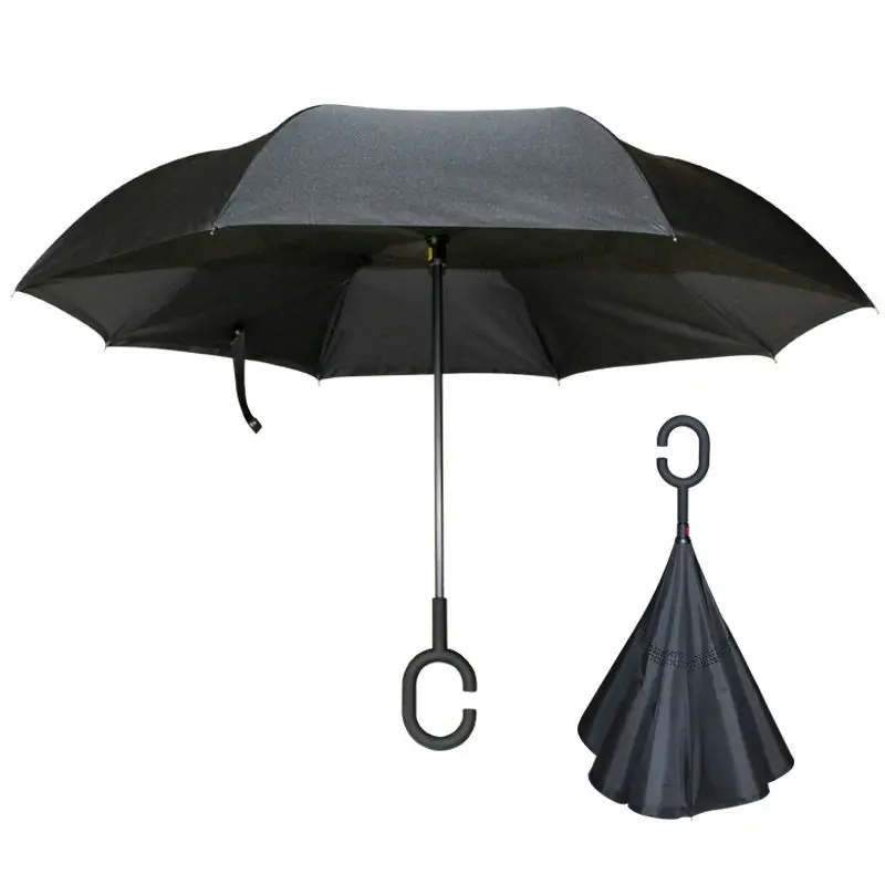 

Creative Double Layer Reverse Umbrella Long Handle Reverse Folding Umbrella Vehicle Umbrella Customizable Printed Logo Advertisi