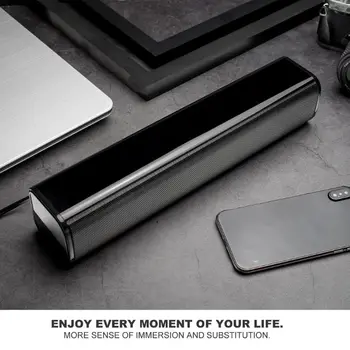 

Desktop Strip Soundbar Speaker with 3.5mm Stereo Volume Control and USB Powered for PC Laptop Mobile Phone Tablet MP3