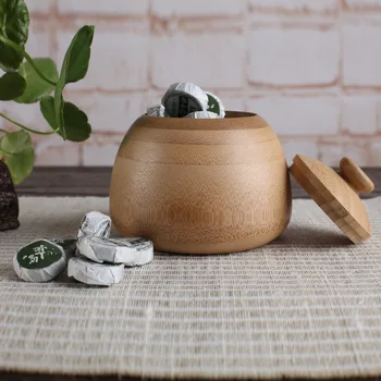 

Bamboo Tea Caddies Round Tea Box Chinese Style Teaware Matcha Container Tea Jar Storage Coffee Powder Organizer Cans Tea Caddy